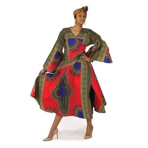 STUNNING! Traditional African Print w /Head Wrap